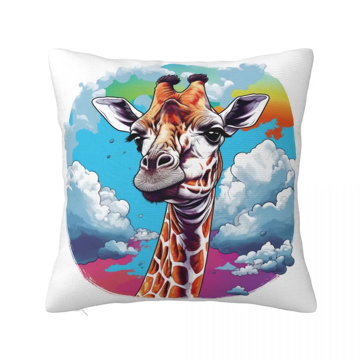 

Giraffe Pillow Case Sky Vector Graphic Polyester Car Pillowcase Zipper Summer Colored Cover