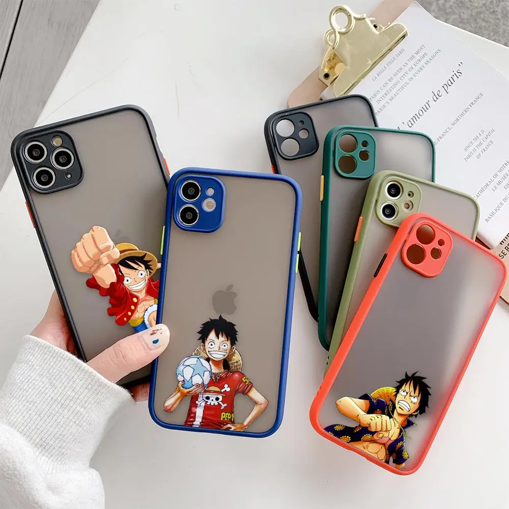 

Anime One Piece Funny Luffy Matte Phone Case For Apple iPhone 13 12 11 XR XS X 8 7 Pro Plus Max Mini Skin Feeling Cases Funda