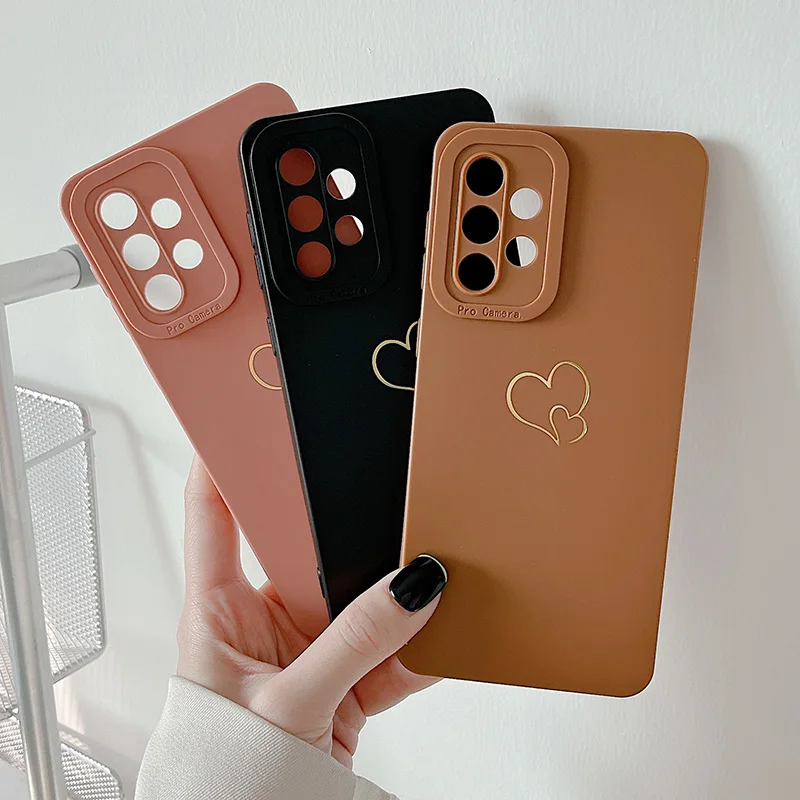 

New Silicone Love Heart Case for Samsung Galaxy S22 S20 FE S20 Plus A52 A32 A72 A71 A51 4G A31 A50 A12 Note 20 Ultra Soft Cover