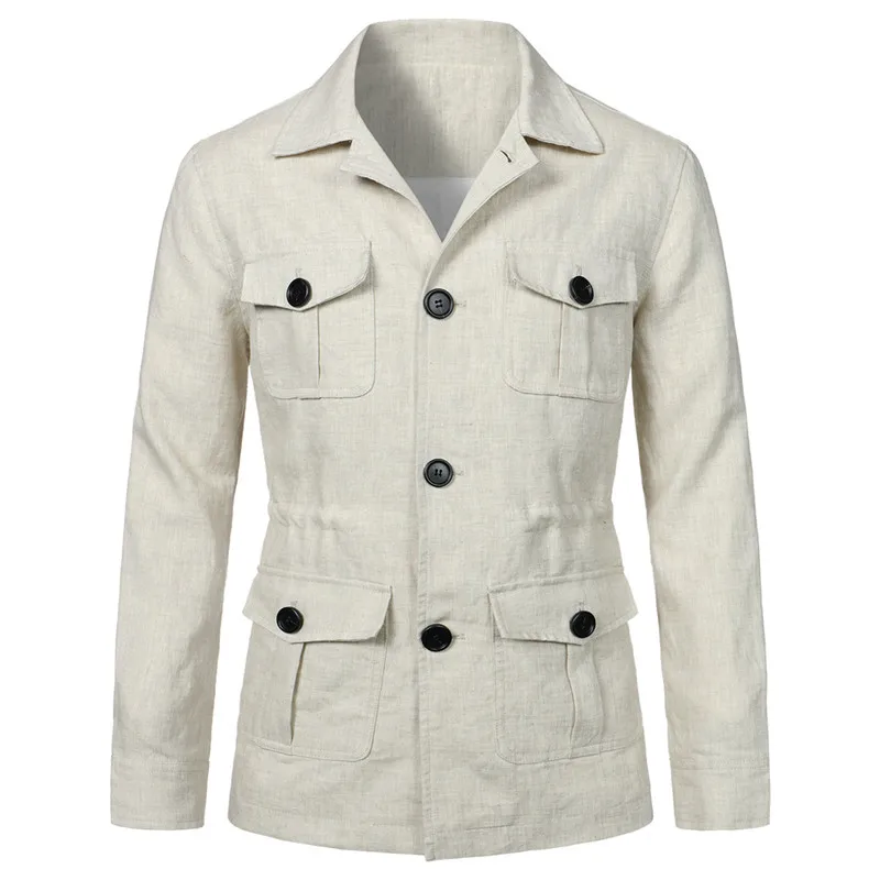 Men 2023 New Multi Pockets Outdoor Jacket Coat Spring Fashion Causal Streetwear Work Jacket Outwear