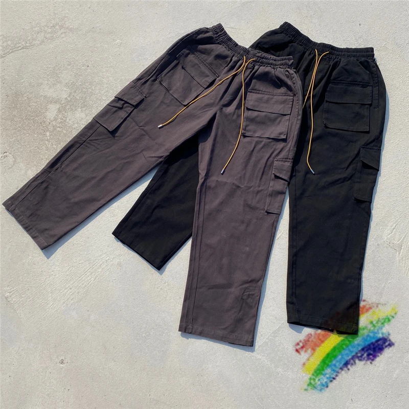 

RHUDE Drawstring Cargo-Breasted High Street Cargo Pants Men Women 1:1 Best Quality Washed RHUDE Joggers Overalls Loose Trousers