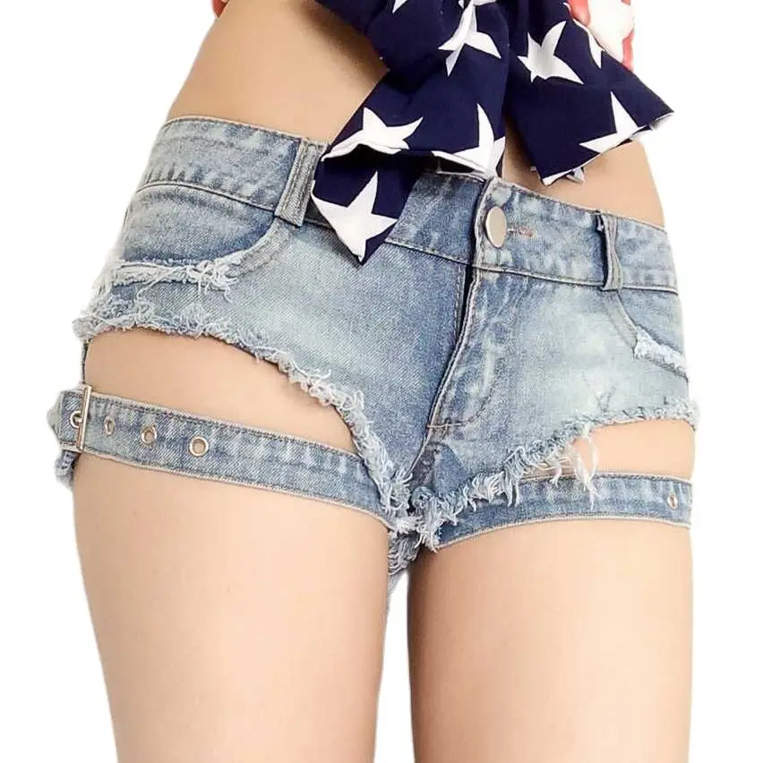 

New Low Waist Skinny Denim Shorts Tight Bodycon Nightclub Pole Dance Women's Micro Shorts