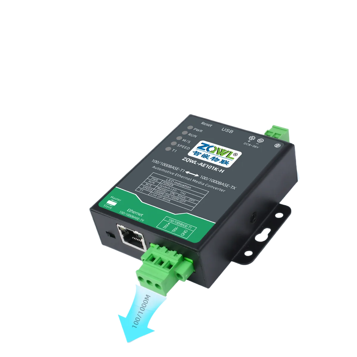 Фото Автомобильный Ethernet-конвертер IoT Gigabit 100M 100/1000BASE-T1 в TX в RJ45 №1
