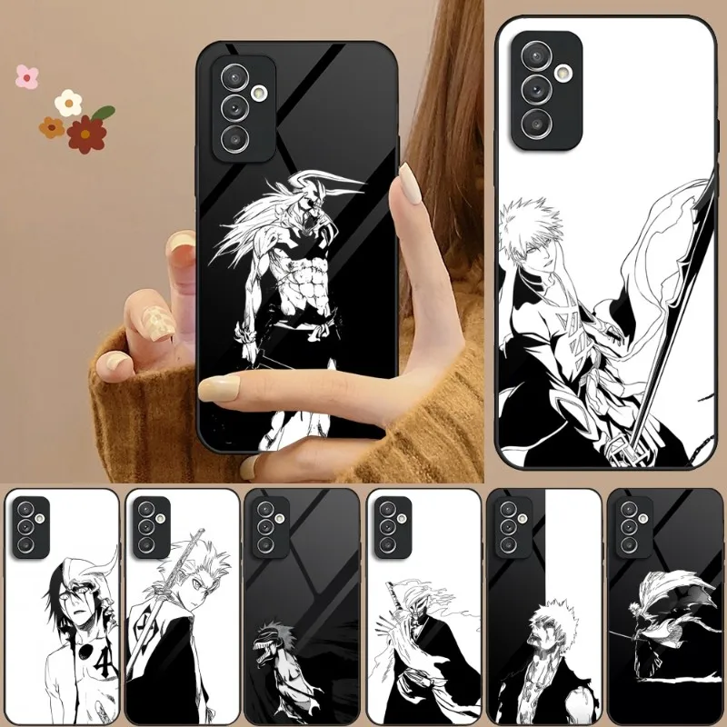 

Anime Bleach Black And White Phone Case Tempered Glass For Samsung S20 S21 S22 S30 Pro Ultra Plus S7Edge S8 S9 S10E Plus Cover