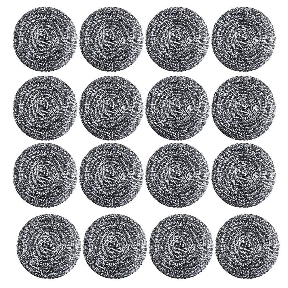 

16 PCS Stainless Steel Sponges Scrubbers Utensil Scrubber Scouring Pads Ball for Removing Rust Dirty Cookware Cleaner