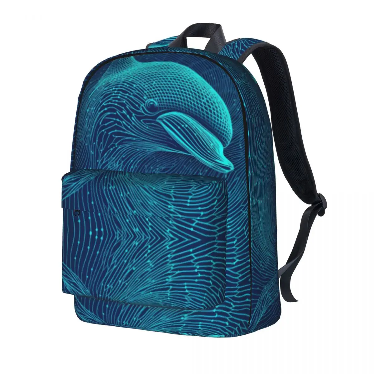 

Dolphin Backpack Psychedelic Lines Portraits Travel Backpacks Boy Fashion School Bags Design Breathable Rucksack