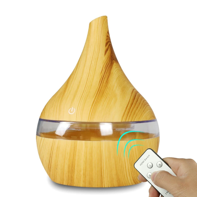 

300ML Air Humidifier Electric Aroma Diffuser Mist Wood Grain Oil Aromatherapy Mini Have 7 LED Light For Car Home Office