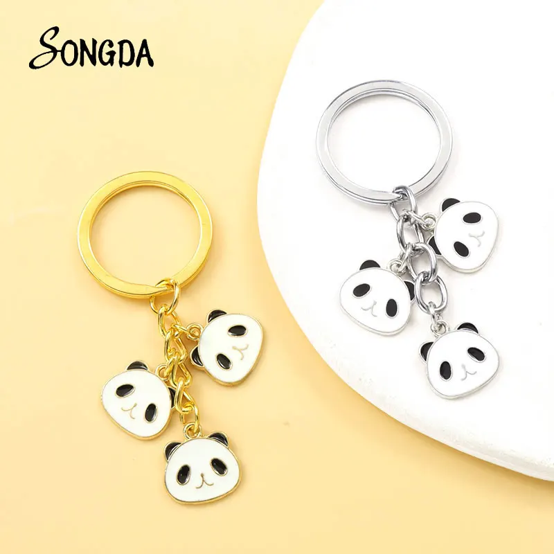 

Cute Panda Enamel Keychain Cartoon Animal Drip Oil Charms Pendant Keyring Car Key Accesories Bag Hanging Ornaments Decoration