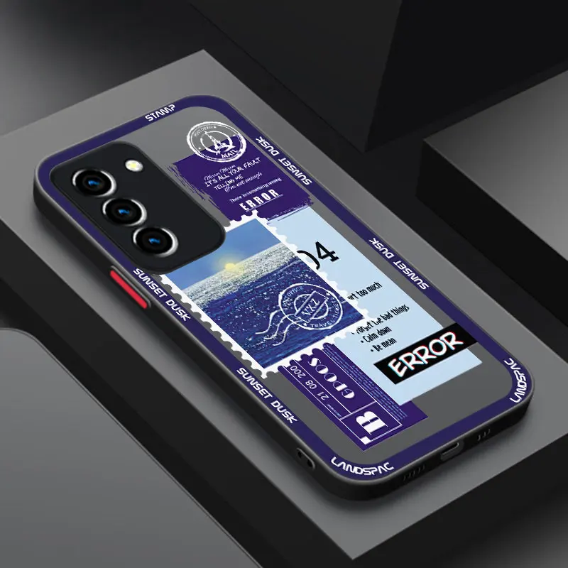 Vintage Stamps Frosted Translucent Phone Case For Samsung Galaxy A03 Core A02 A10 A12 A20 A21 A50 A70 S A01 A04E A05 A11