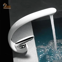 creative bathroom sink faucet tap white brass wash basin faucets single handle hot and cold waterfall modern elegant mixer
