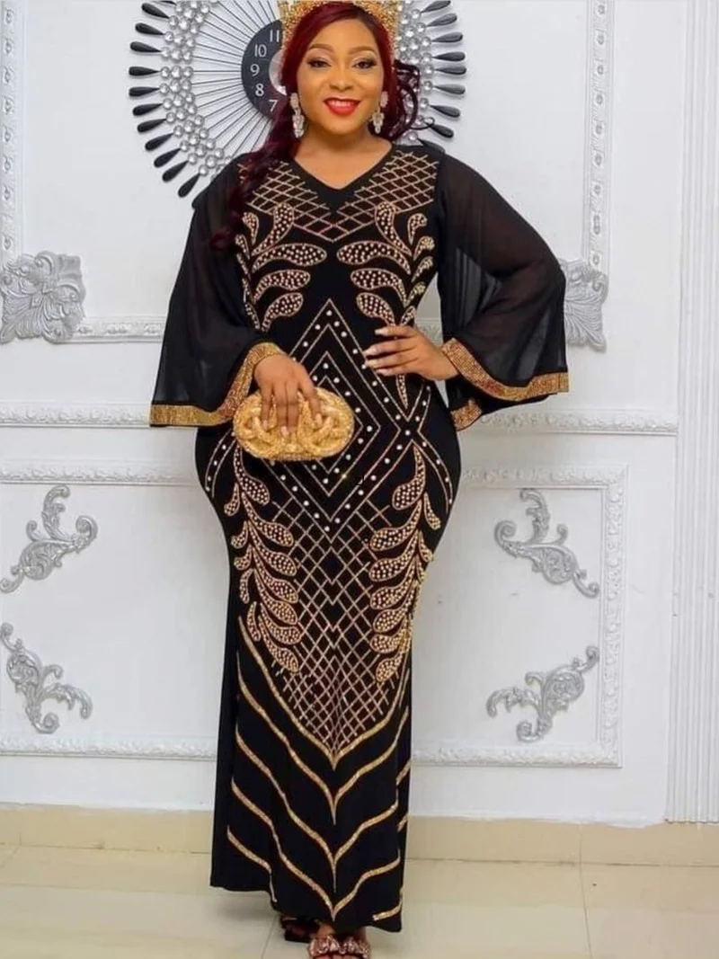 

2022 Autumn Stripe Africa Clothing Muslim Long Maxi Dress High Quality Fashion African Dress For Lady African Dresses For Women