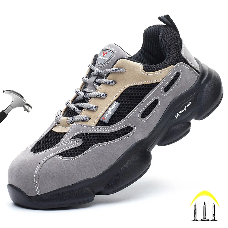 

CHNMR Unisex Indestructible Work Sneakers For Men Steel Toe And Anti-puncture Working Shoes Platform Boots Non Slip Sneaker