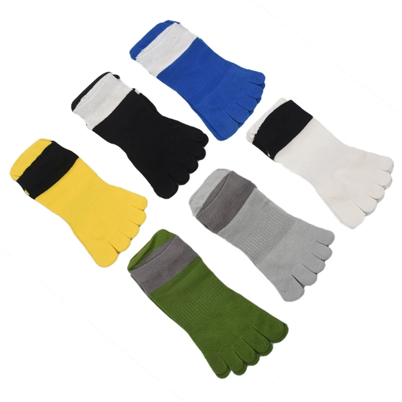 12 Pair Men Cotton Low Cut Athletic Socks 5 Toe Socks Mesh Wicking, Black+White+Yellow+Blue+Green+Grey & Light Grey