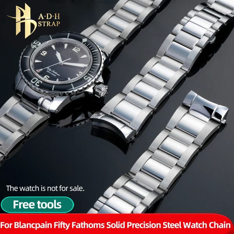 Высококачественный твердый прецизионный стальной ремешок для Blancpain 50 Fathoms 5000 5015