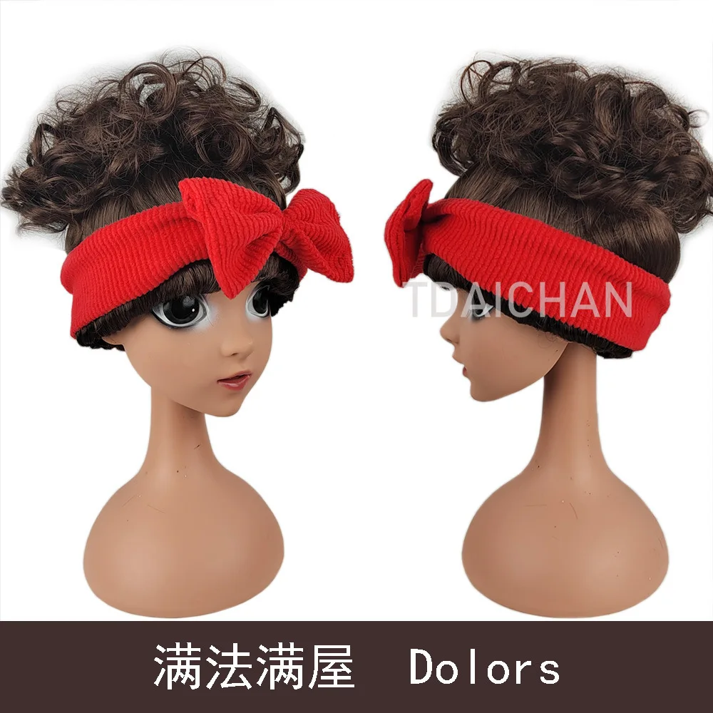 

Anime Encanto Dolores Costume Dress Wig Madrigal Cosplay Costume Fancy Halloween Carnival Cos Wig Headdress with Headscarf 2022