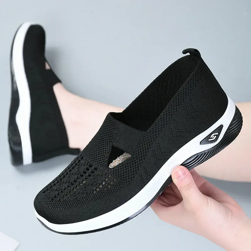 2023 Flats Women's Sneakers Summer Mesh Breathable Shoes Soft Sole Non-Slip Solid Color Comfort Ladies Shoes Deportivas Hombre