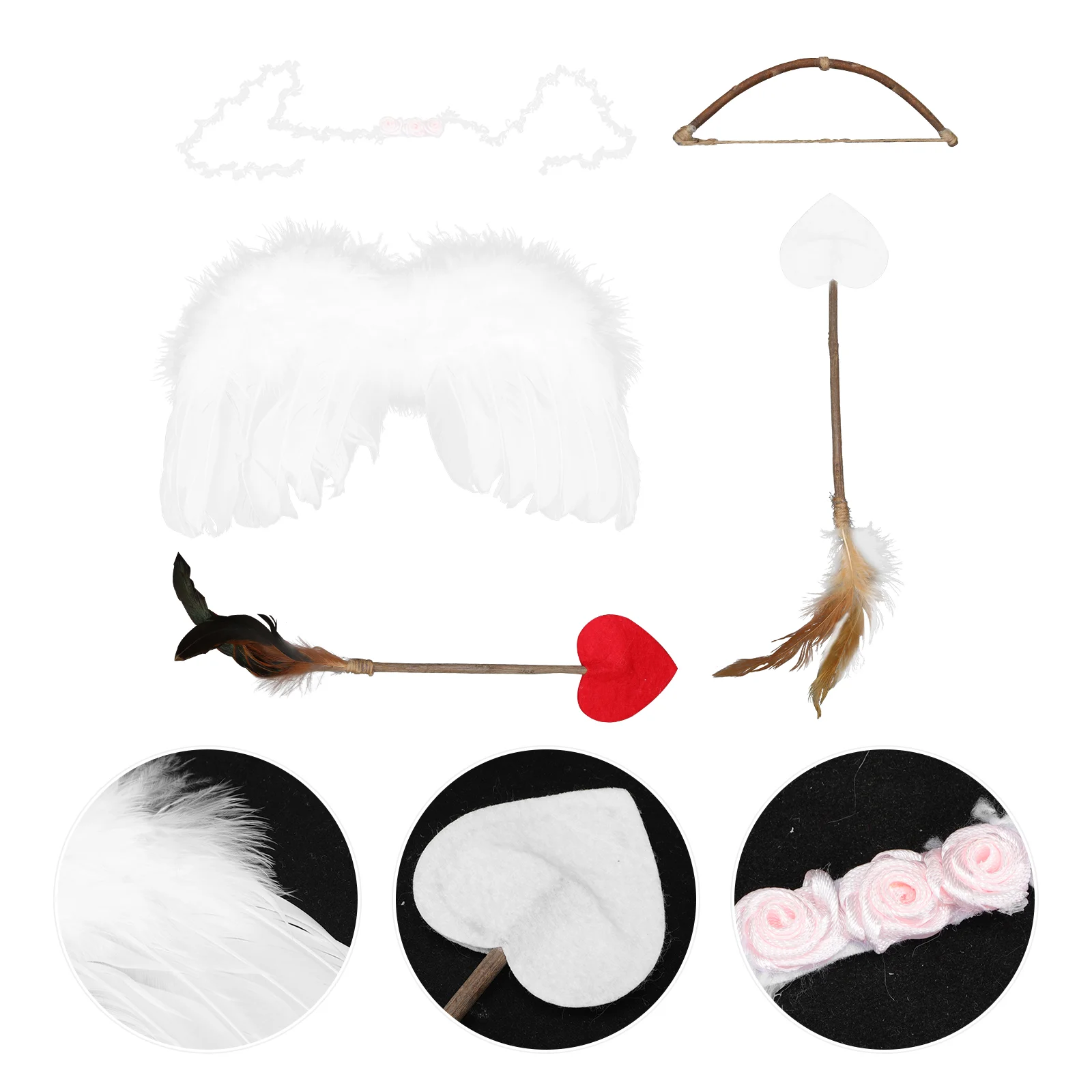 

Babyphoto Props Newborn Costume Infant Cupidphotoshoot Day Photography Bow Accessories S Valentine Cosplay Angel Wing Floral