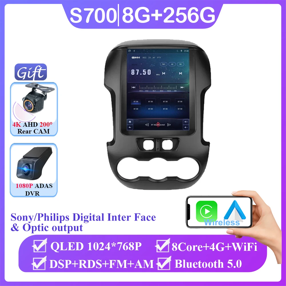 

9,7-дюймовый Android 15.0 для Ford Ranger 2012 2013 2014 2015 Автомобильный радиоприемник Стерео Auto DSP Carplay GPS-навигатор Видео 4G Lte