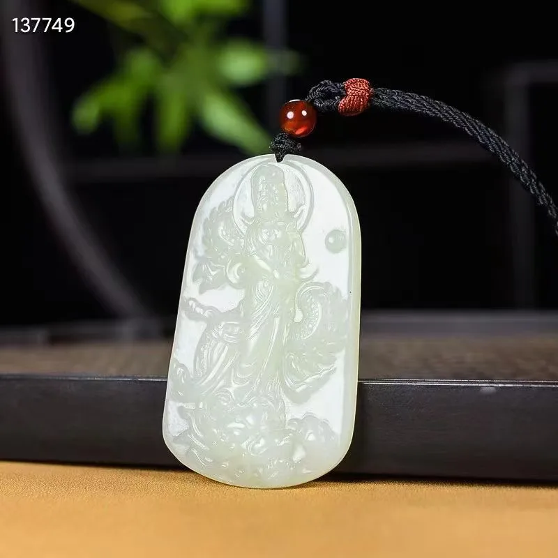 Природный 100% настоящий зеленый искусственный нефрит и Гуаньинь подвеска