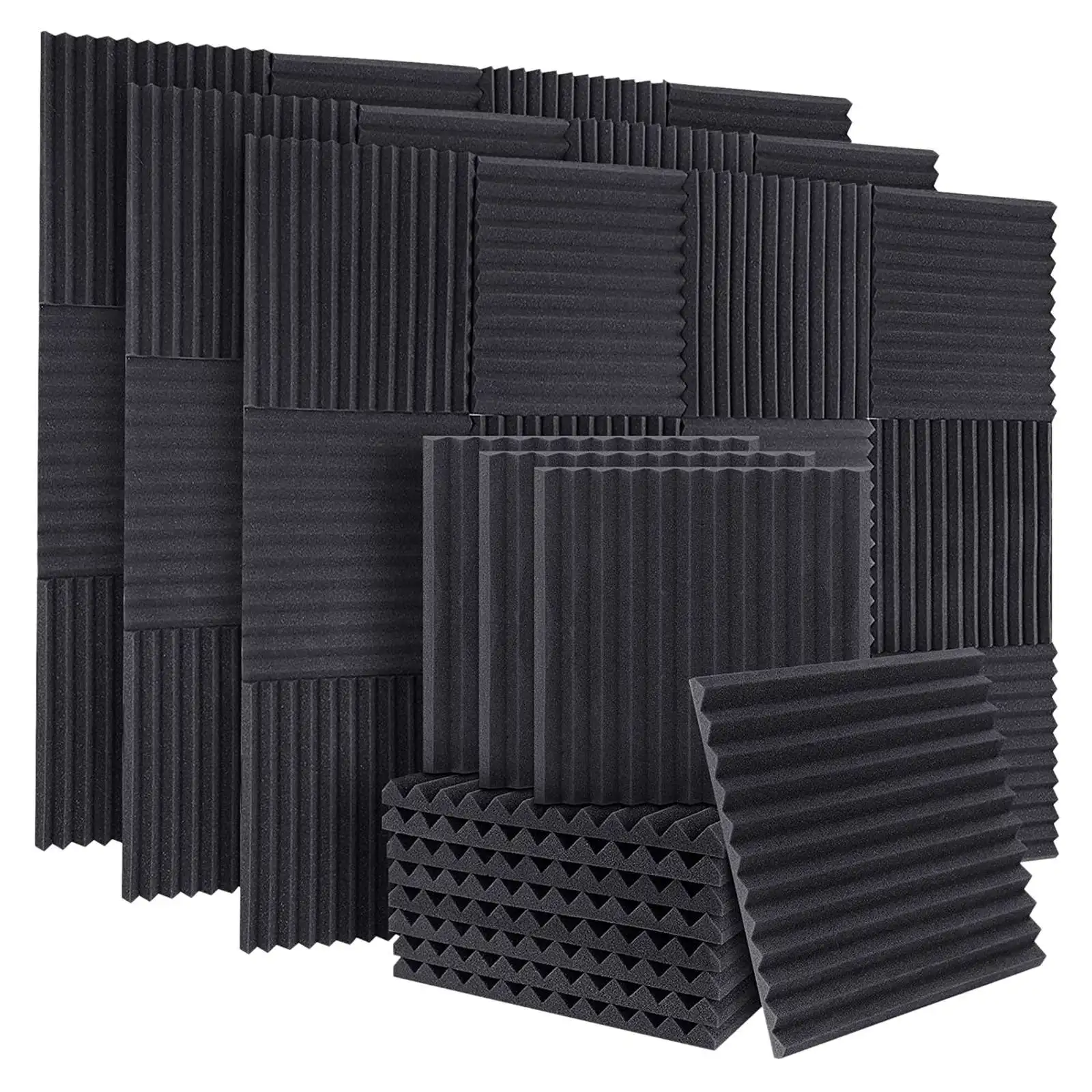 

50Pcs Acoustic Soundproof Foam Sound Absorbing Panels Sound Insulation Panels Wedge for Studio Walls Ceiling 1X12X12Inch