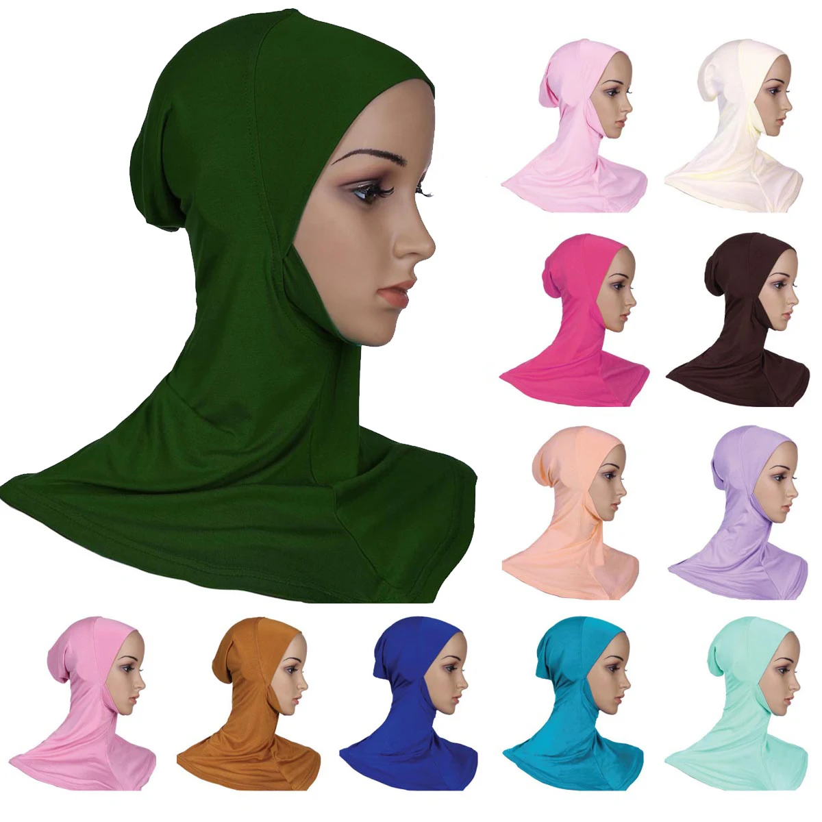 

New Muslim Women Turban Full Cover Islamic Caps Underscarf Inner Hijab Cap Headscarf Shawl Wrap Neck Cover Head Bonnet Hat Amira
