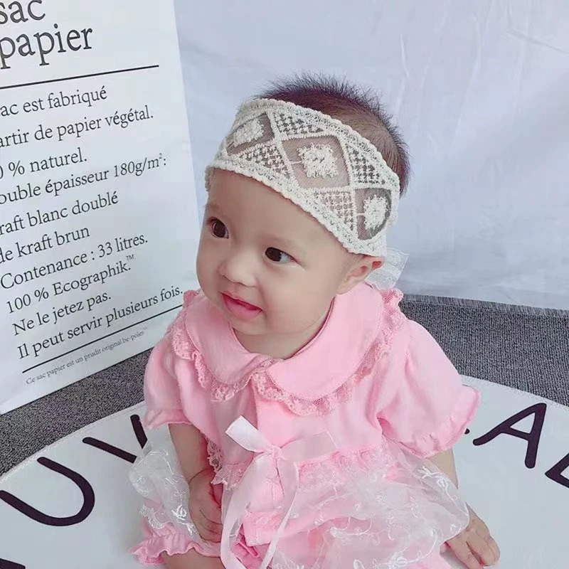 

Baby Girl Headband Headwear Hairband Floral Lace Headwrap Turban for Children Kids Toddler Newborn Infant Tieback Gift