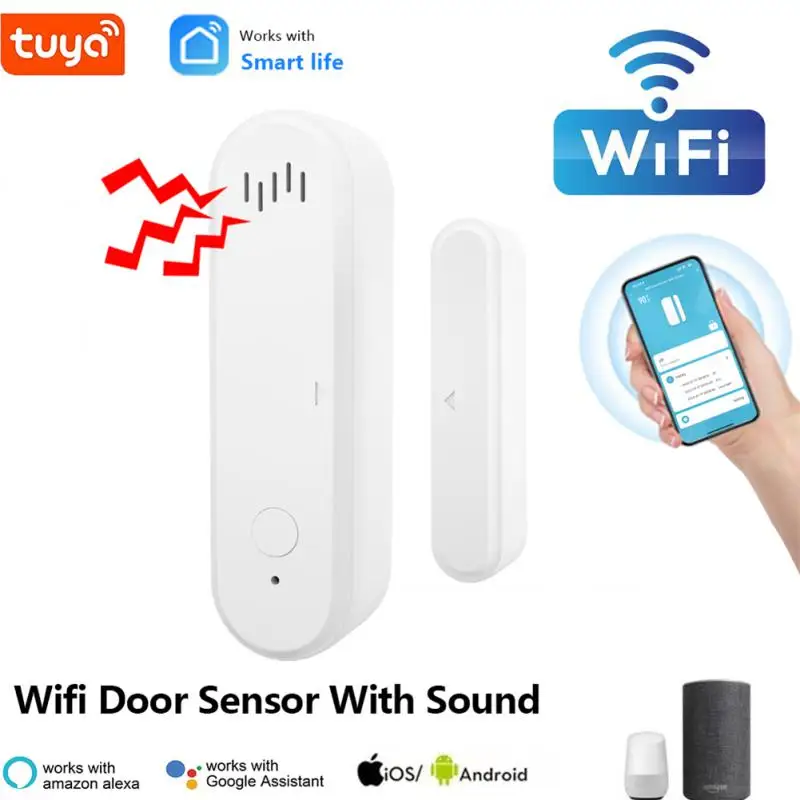 

Tuya WiFi+Bluetooth Dual Mode Door Window Sensor Sound And Light Alarm Detector Smart Life APP Remote Monitor Door Sensor