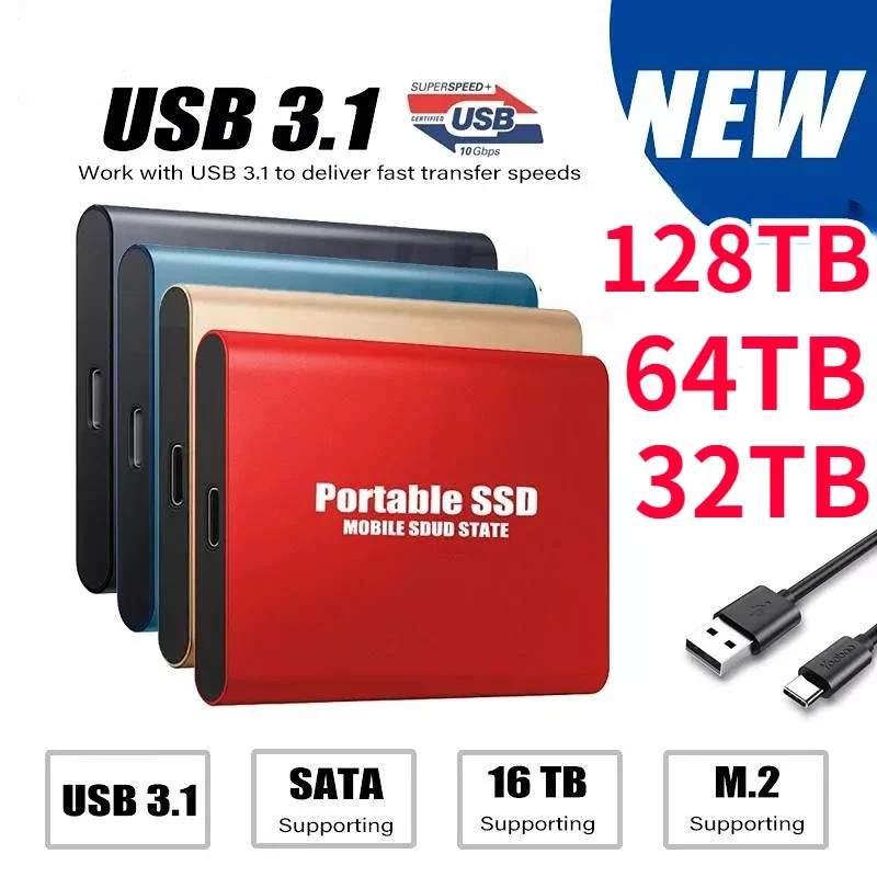 Original High-speed 2TB SSD 16TB Portable External Solid State Hard Drive USB3.1 128TB Interface Mobile Hard Drive for Laptop