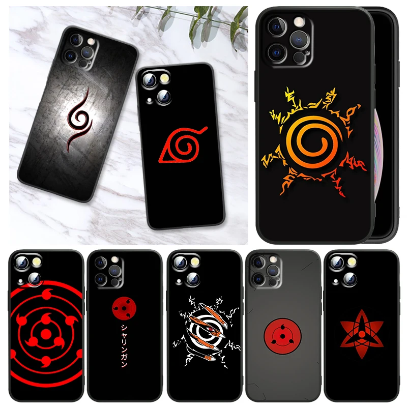 

Cool Japanese Naruto LoGo For Apple iPhone 13 12 Pro Max Mini 11 Pro XS Max X XR 8 7 6 Plus SE2020 Black Phone Case Funda Capa