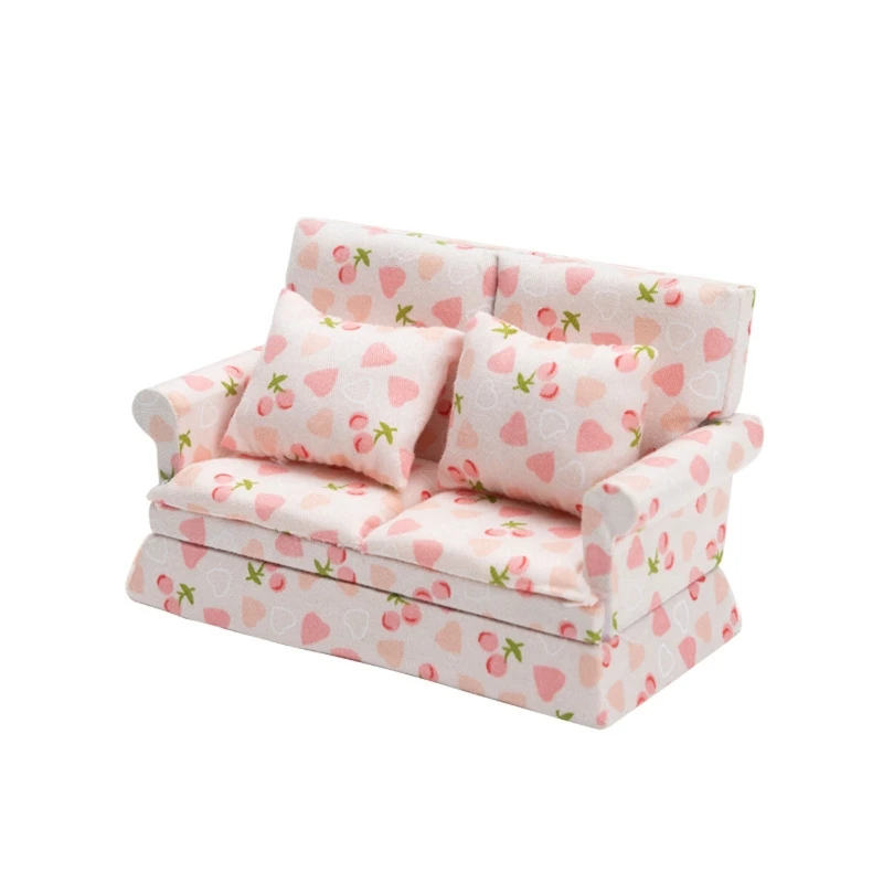 

1/12 Mini Sofa Armchair/Loveseat/Three Seat Couch Toy Floral Sofa Dollhouse Furniture Role Play Accs Kids Play Scene 2022 New