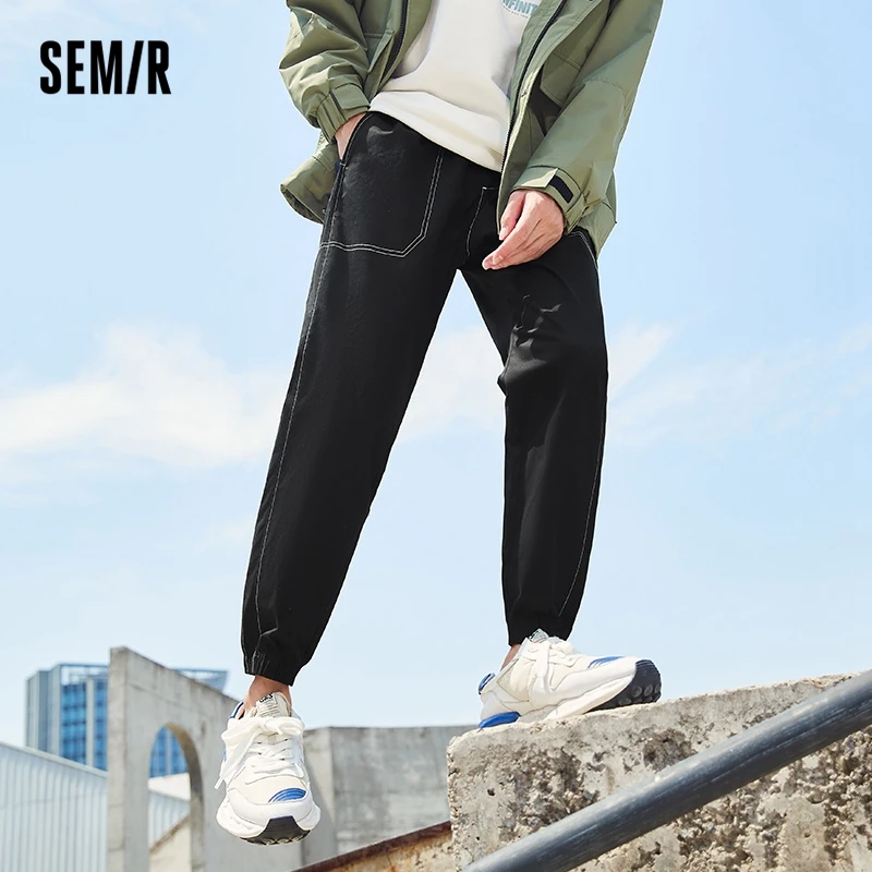 

Semir Casual Pants Men 2021 Autumn New Trend Hit Open Line Pants Men'S High Street Ins Elastic Leggings