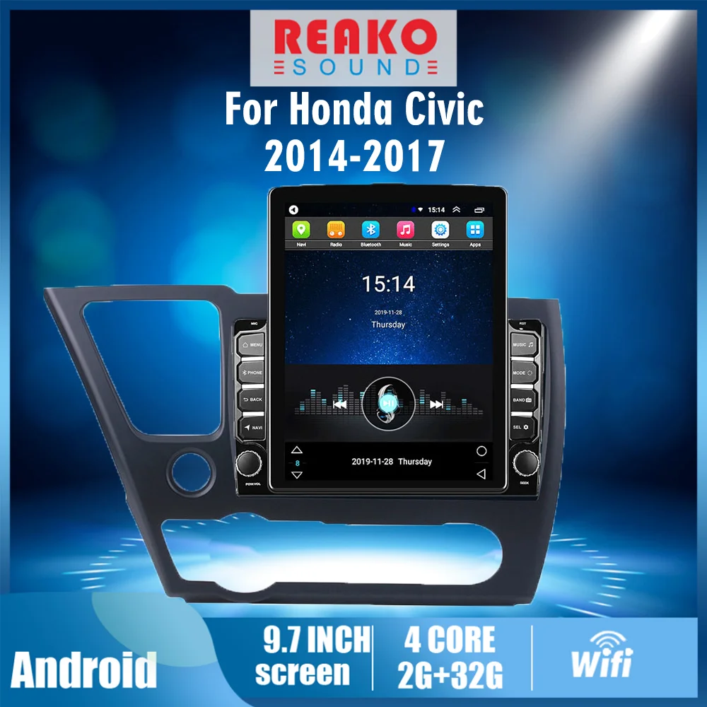 

Car Multimedia Player 4G Carplay Autoradio For Honda Civic 2014-2017 2 Din 9.7" Tesla Screen GPS Navigator Android Stereo