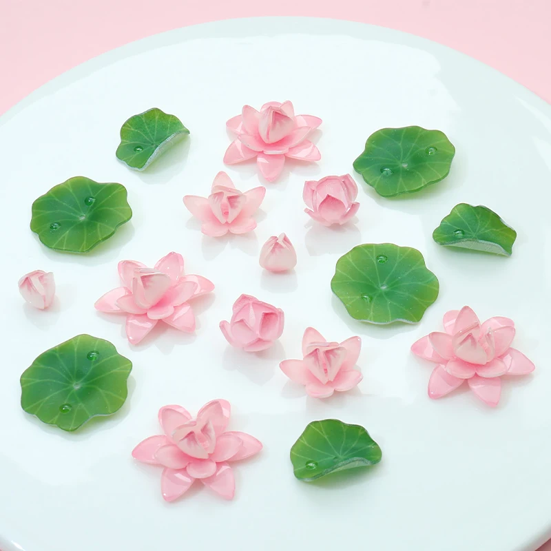 

5Pcs Chinese Style Lotus Pendant Charms for Jewelry Making Handmade Lotus Leaf Earrings Necklace Hair Accessories DIY Wholesale