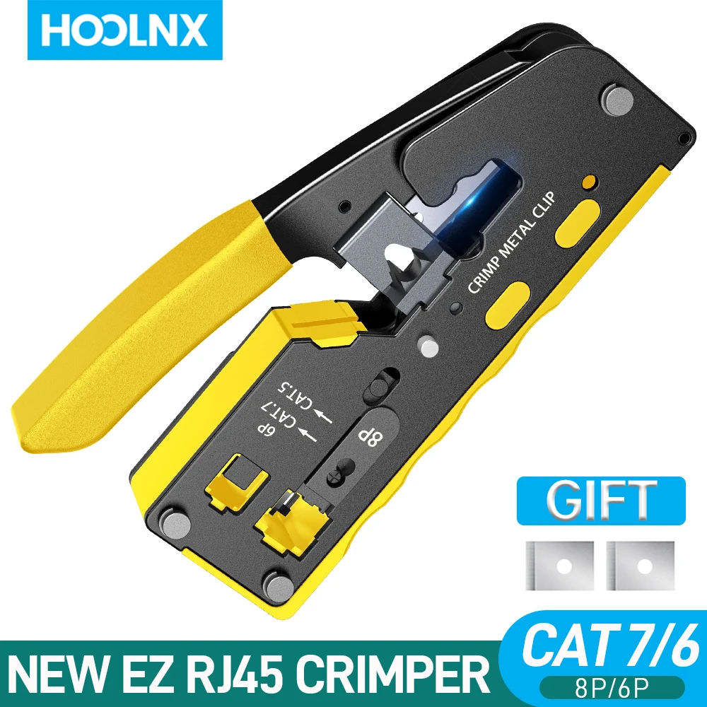 Обжимной инструмент Hoolnx CAT7 RJ45, модульная заглушка RJ11 RJ45 для CAT6 CAT5E 8P 6P Lan, с резаком для зачистки кабеля