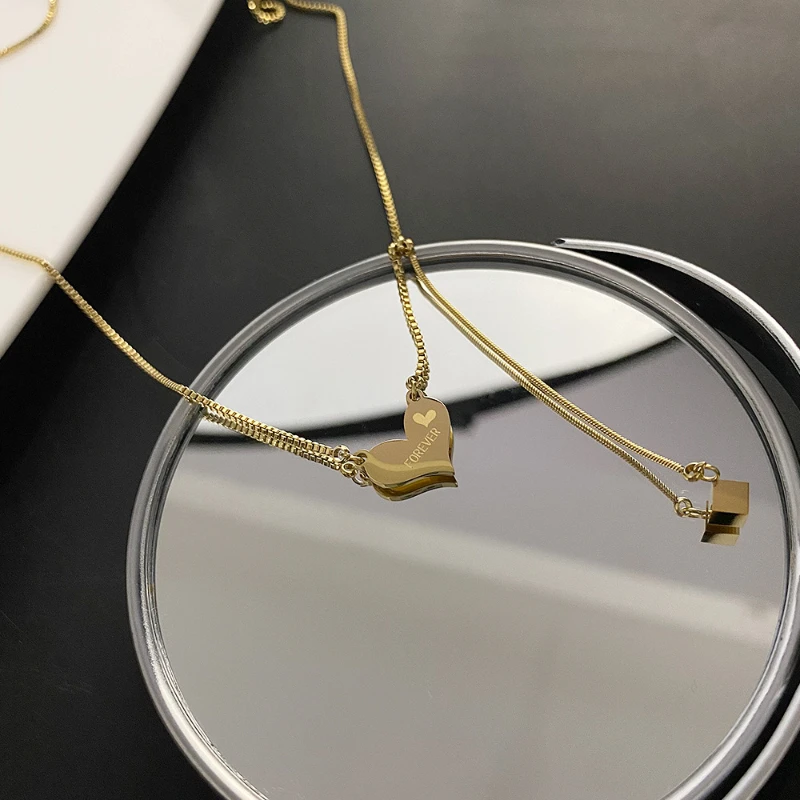 

2022 New Temperament Titanium Steel Love Heart Women's Necklace Fashion Collar Chain Wedding Jewelry