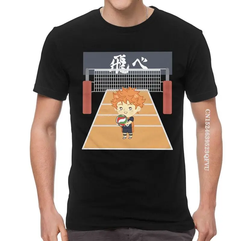 

Haikyuu T Shirt Men Cotton Oversized T Shirts Anime Manga Haikyu Shoyo Hinata Chibi Tees Top Novelty Tshirt EMO Men