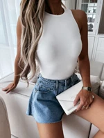 2022 summer sexy womens vest white solid o neck sleeveless vests female black skinny fashion casual all match ladies tops