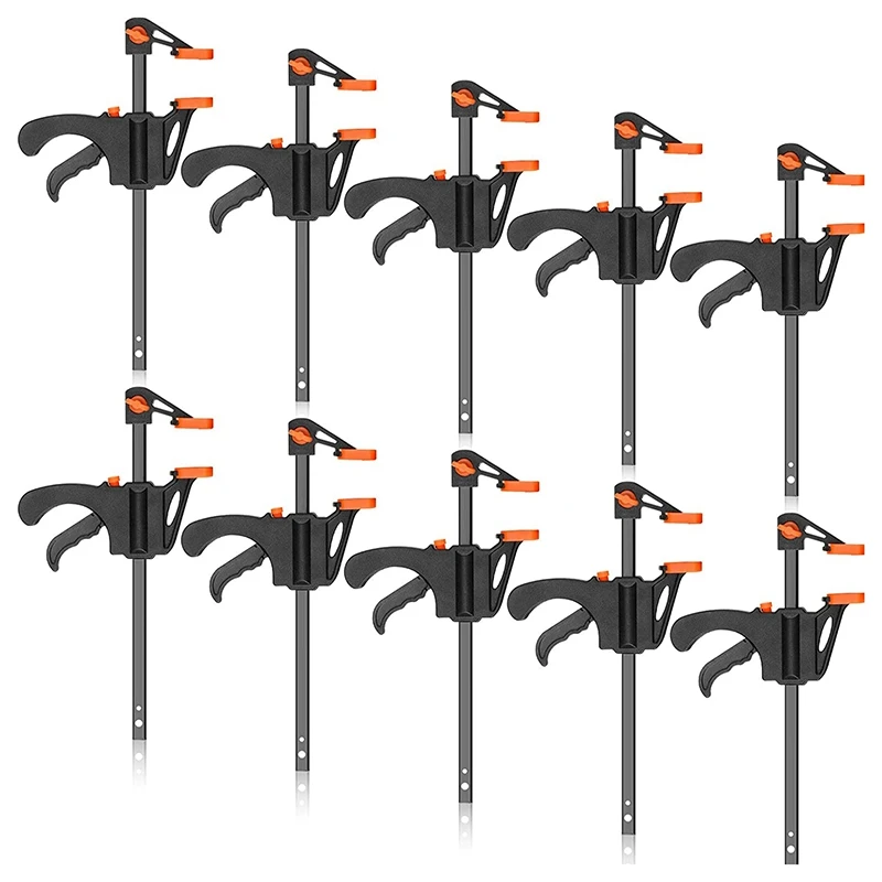 

10 Pieces 4 Inch Quick Release Grip F Clamps Ratchet Bar Clamps Wood Bar Clamps One-Handed Quick Release Grip Bar Clamp