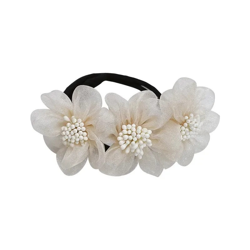 Женский элегантный шифоновый пучок с цветком создатель прически Maruko длинный