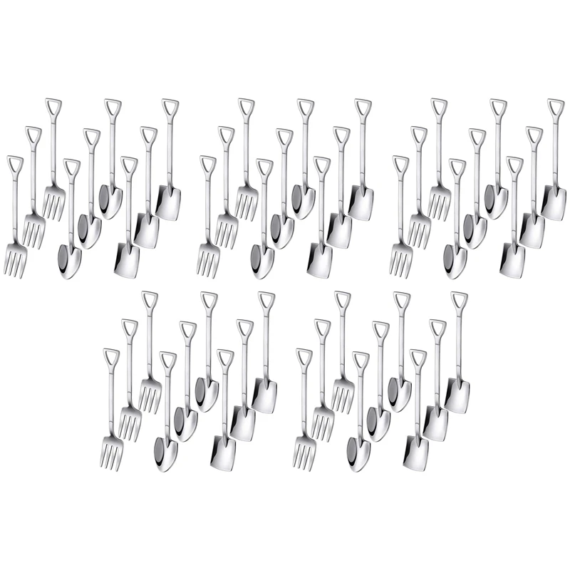 

45 Pieces Shovel Spoon Fork Shovel Coffee Spoon Shovel Handle Dessert Spoon Ice Cream Spoon Shovel Shape Fork Fruit Fork