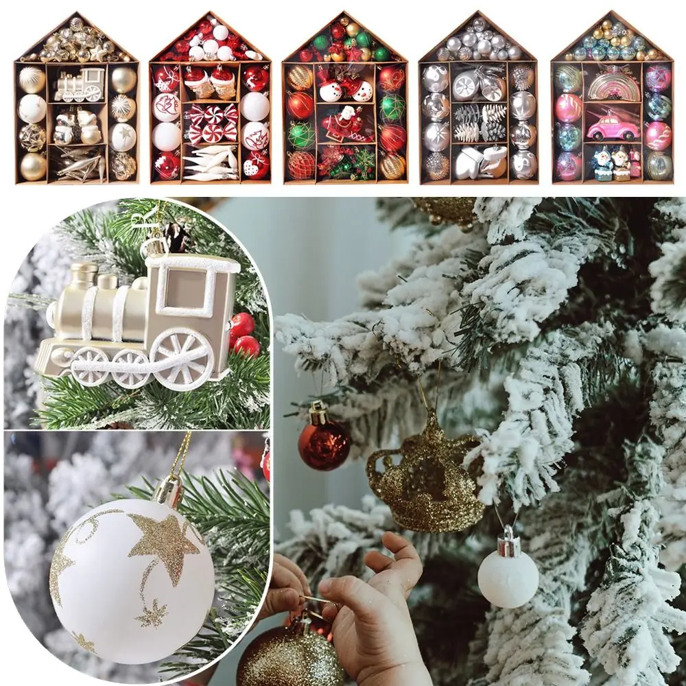 

Рождественские украшения, Набор рождественских шаров, 70 шт., 6 см, шары для рождественской елки, разноцветные медвежонки, конфеты, Санта-Клау...