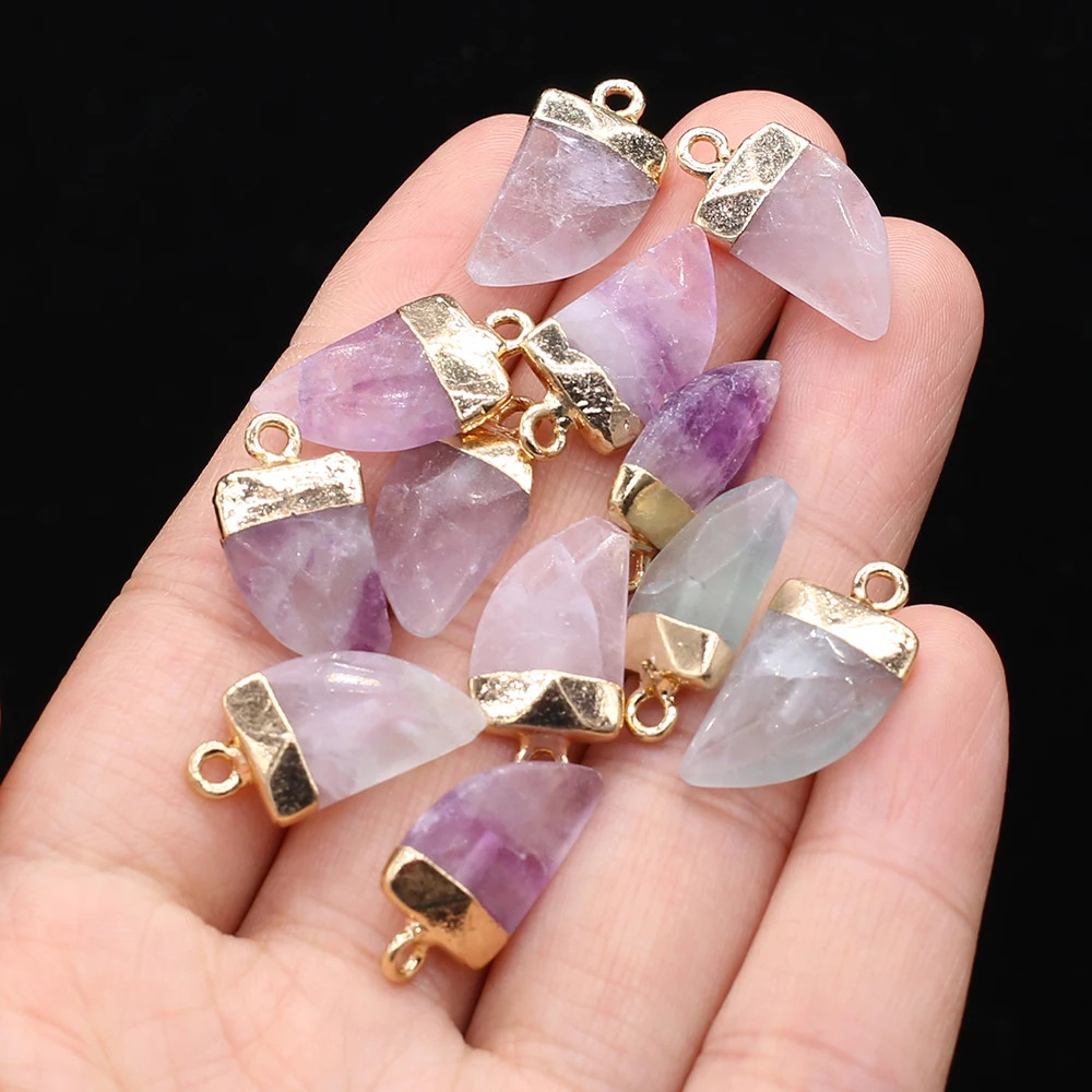 

2pc Natural Stone Amethysts Pendants Gold Plated Knife High Quality for Jewelry Making Diy Women Necklace Earrings Gifts