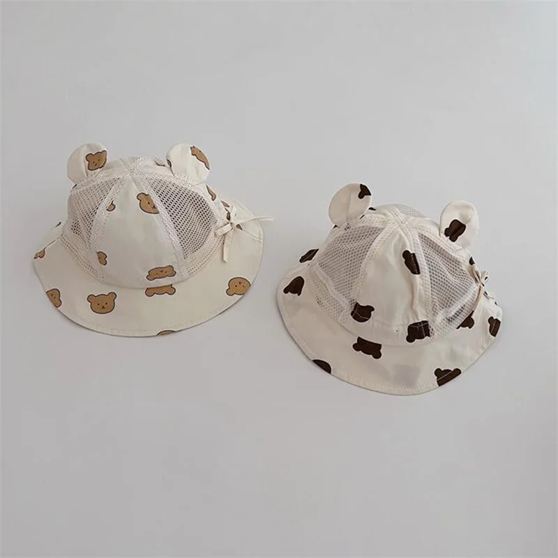 

Toddler Baby Boy Girl Summer Mesh Bucket Hat Sun Protection Wide Brim Animal Print Fisherman Hat Outdoor Headwear