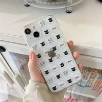 cute push bubble bear relieve stress clear phone case for iphone 13 11 12 pro max x xr xsmax 7 8plus cartoon silicone soft cover