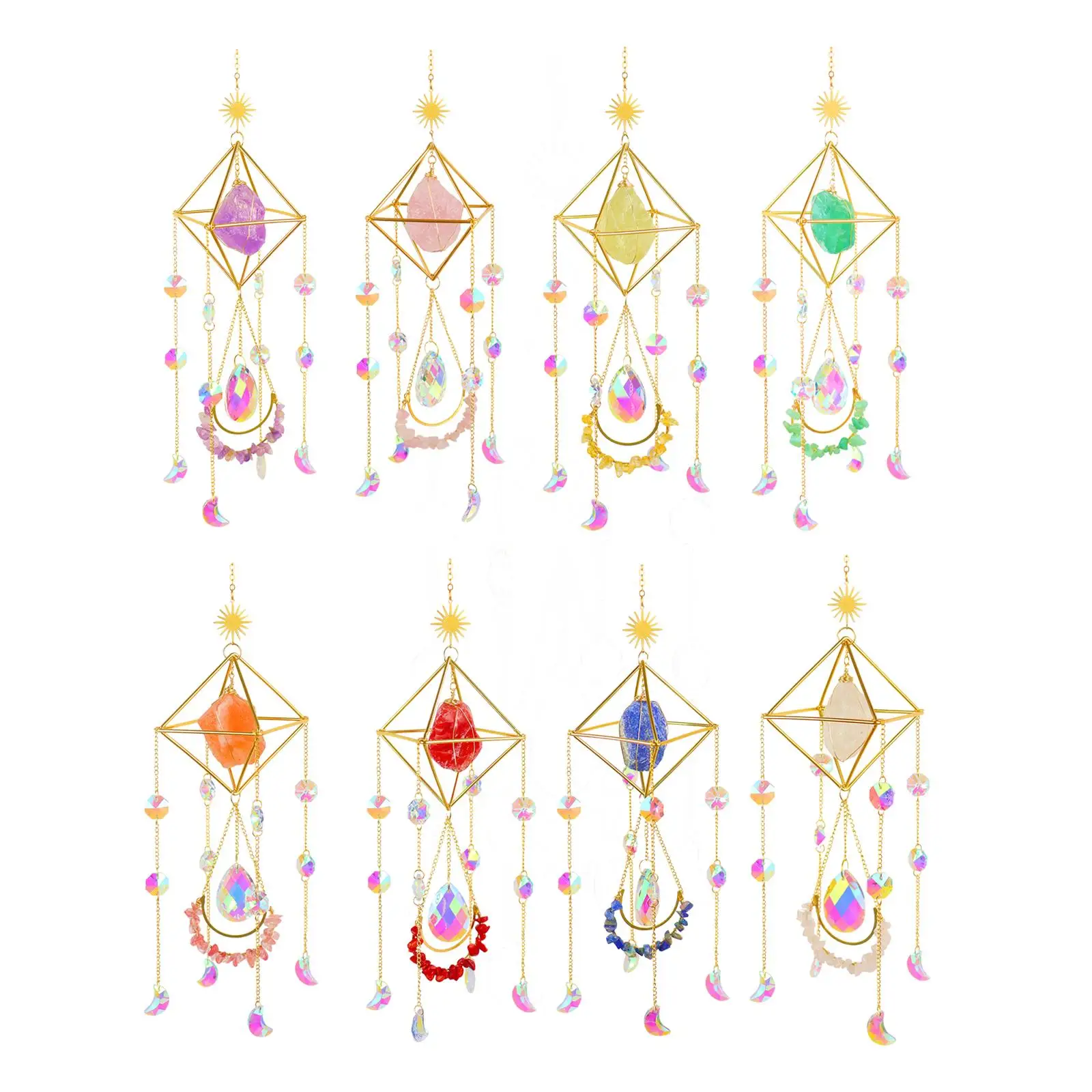 

Crystal Wind Chimes Pendant Rainbow Maker Prisms Ornament Feng Shui Hanging for Christmas Indoor Balcony Window Decoration