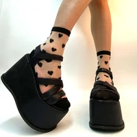 the new upgrade great quality 2022 summer platform wedges sandals gothic height increasing high heels black woman shoes sandals