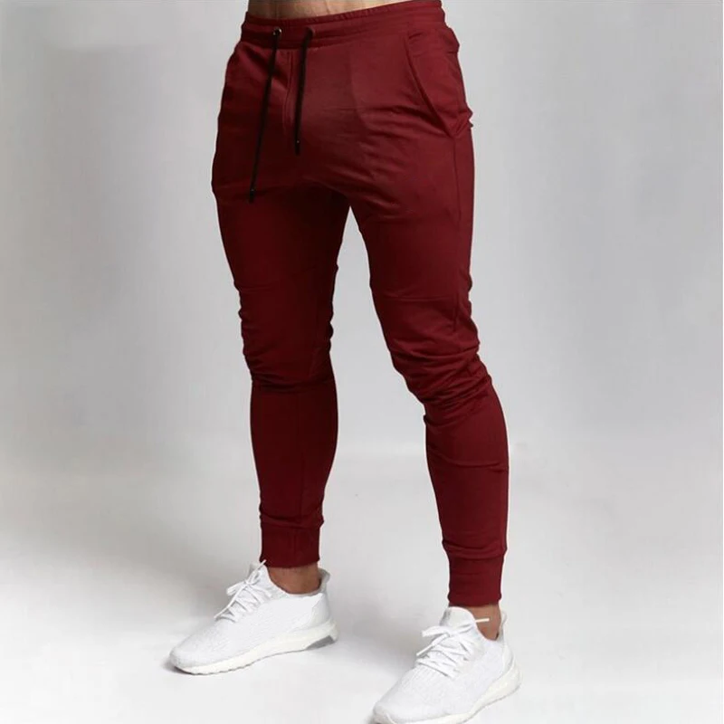 Trousers Fitness Men New Slim Stretch Fabric Blank Design Gym Sport Pencil Pants Outdoor Sports Pant Casual