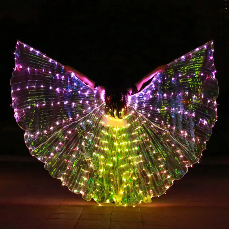 

Программируемые светящиеся искусственные крылья, увы, крыло Исиды для танца живота, беспроводное управление, изменяемый цвет, повторная зарядка