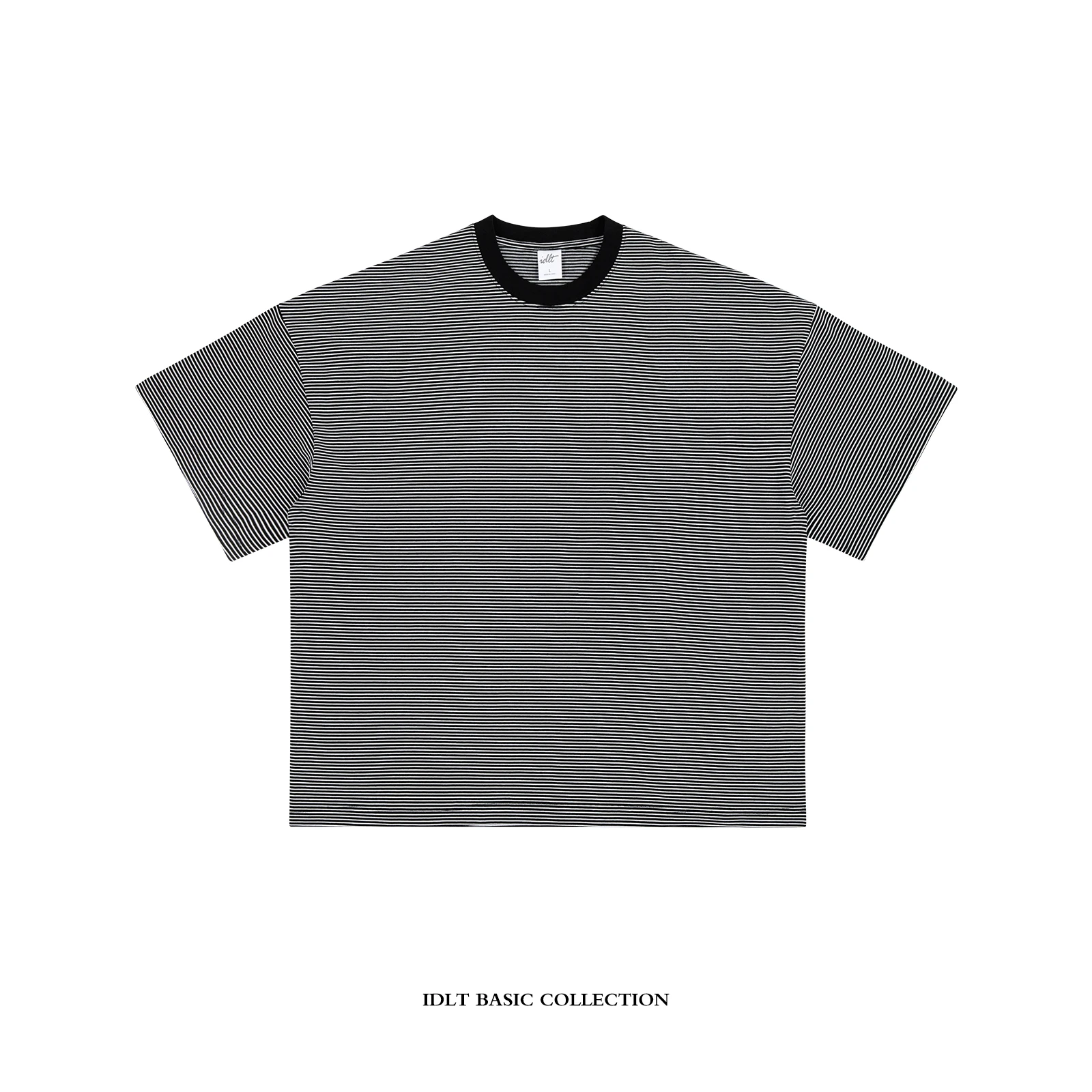 IDLT 320G Heavy [Профиль] Свободная толстая футболка с короткими рукавами в тонкую