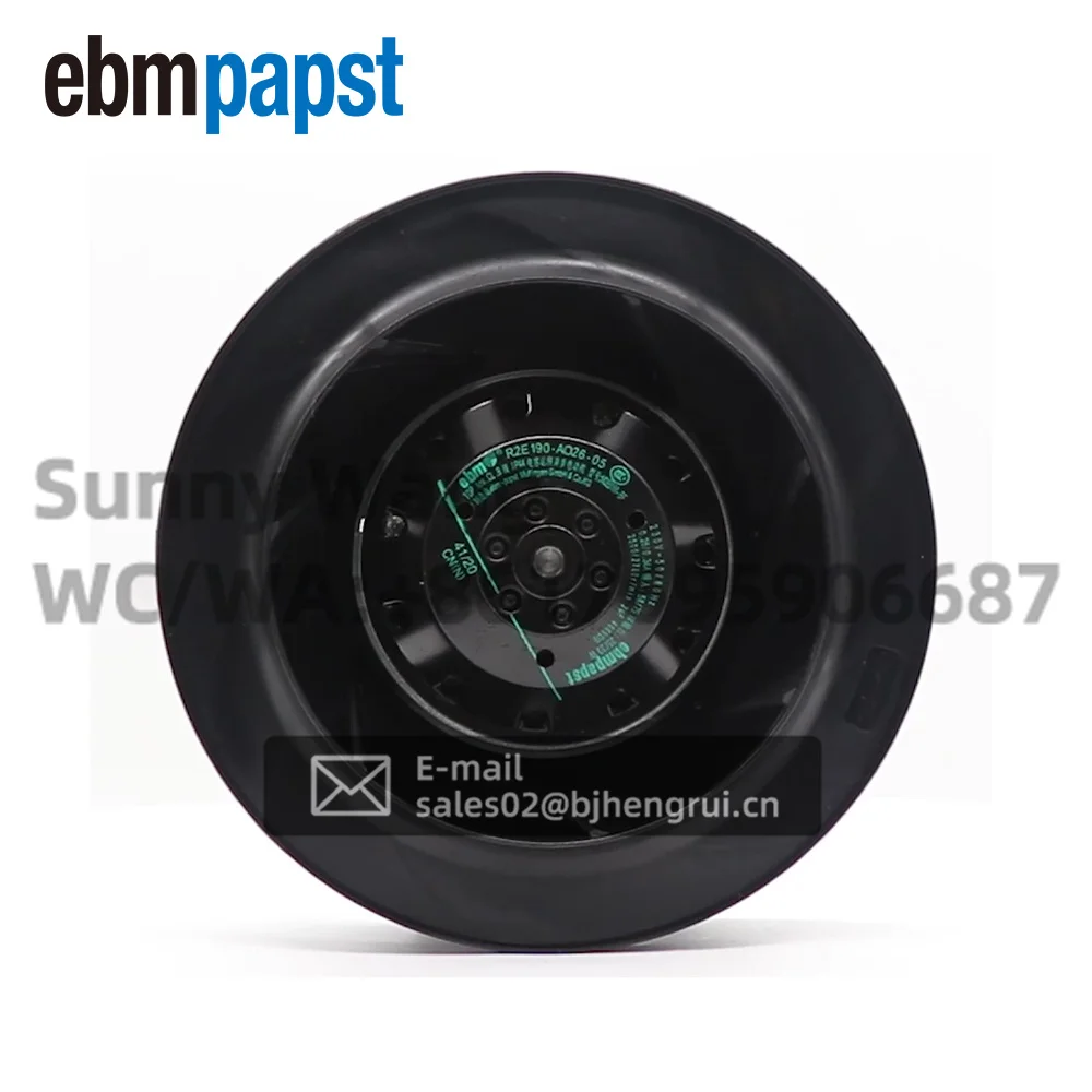 Фото ebmpapst R2E190-AO26-05 190 мм 230 В переменного тока 0,26/0,34 А 58/75 Вт турбо-реверсивный центробежный охлаждающий вентилятор с одним входом №1